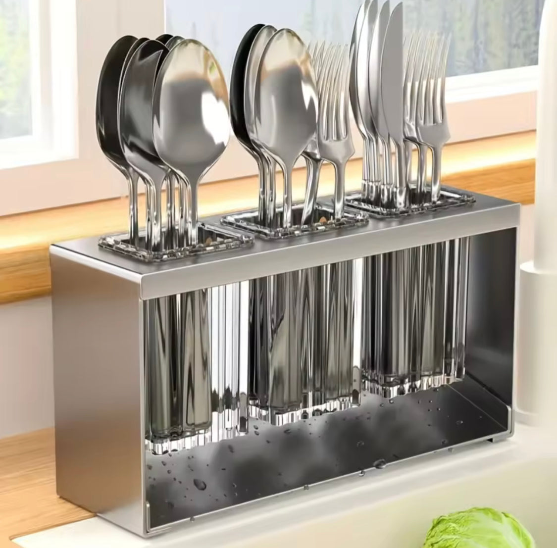 Acrylic Cutlery Holder With Metal Stand, Multi Grid Kitchen Cutlery Storage Organizer, Makeup Brush Organizer, Bathroom Toiletries Holder Acrylic Cutlery Holder With Metal Stand, Multi Grid Kitchen Cutlery Storage Organizer, Makeup Brush Organizer, Bathroom Toiletries Holder